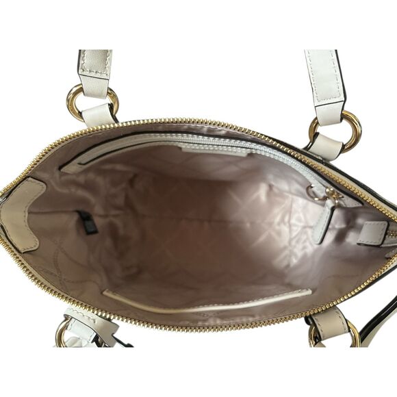 Michael Kors Selma Jet Set Medium Tote Satchel Bag Vanilla MK Logo Gold Hardware - Picture 7 of 9